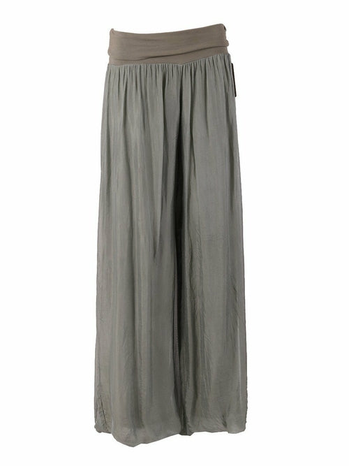 Donna Palazzo Silk Pants – Olive